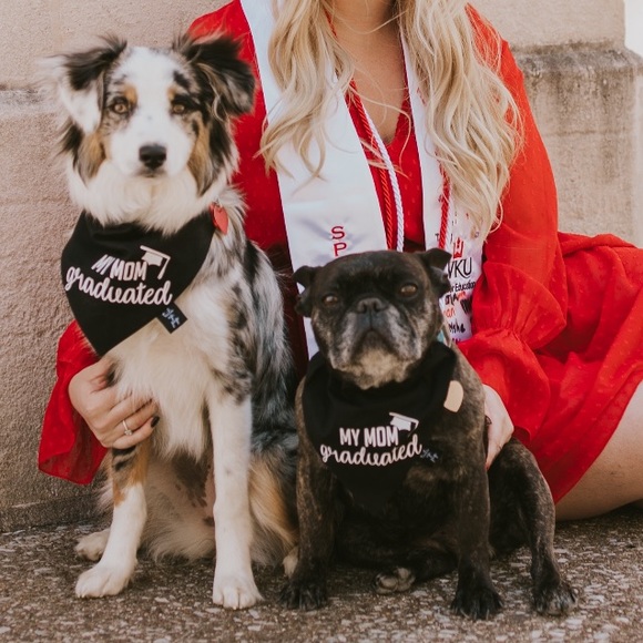My Mom/Dad Graduated Over The Collar Dog Bandana - Picture 2 of 4